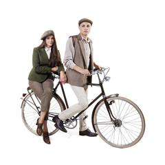 Obraz premium Couple on retro bike