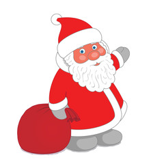 Dwarf Santa Claus with sack of gifts. No gradients.