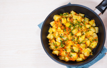 stewed potatoes in a frying pan