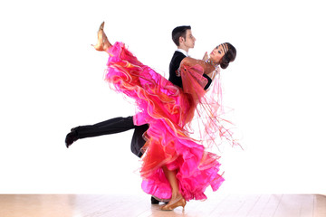 dancers in ballroom isolated on white background