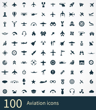 aviation 100 icons universal set