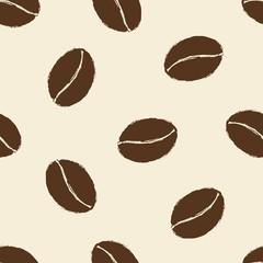 Seamless pattern with hand drawn coffee beans.