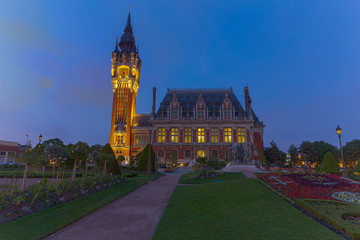 Obraz premium The city hall of Calais, France with the Belfort, a World Heritage Site