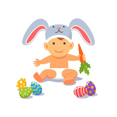 Fototapeta premium The Easter baby. Child toddler in the rabbit hat