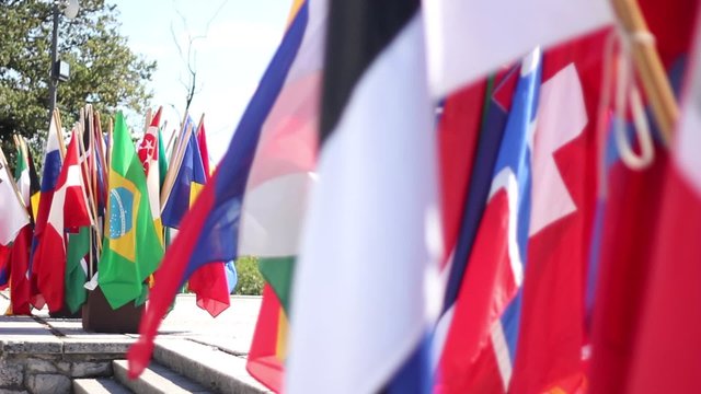 Flags at an international ceremony