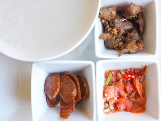 rice porridge with side dish