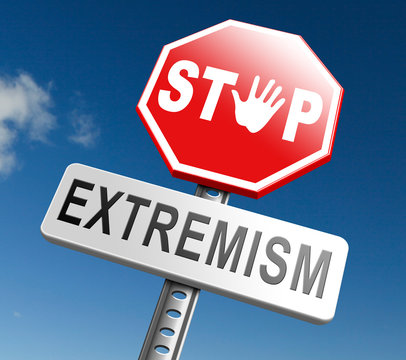 Close up of stop extremism sign