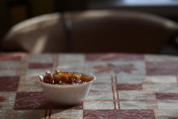 apricot jam on the table