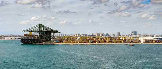 Fototapeta na wymiar Commercial port of Valencia, Spain