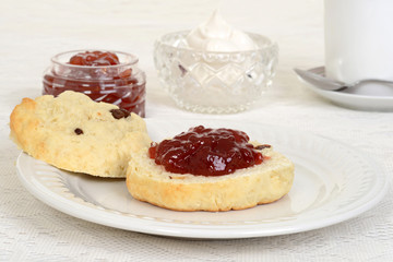 scone with strawberry jam