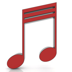 Music note 3D. Icon isolated on white background