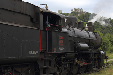 Fototapeta premium CELJE, SLOVENIA – SEPTEMBER 19, 2015: Steam locomotive