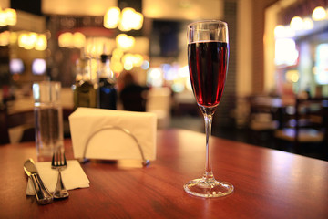 glass of wine in a restaurant