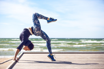 woman practicing yoga