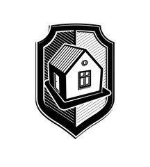Property protection idea, stylized vector heraldic symbol 