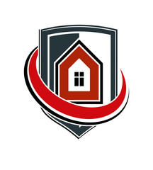 Safety idea, abstract vector heraldic symbol with house.