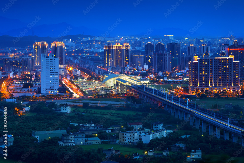 Wall mural Night view of Zhubei city, Taiwan