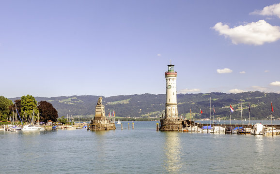 Lindau harbour, Lake Constance, Bavaria, Germany