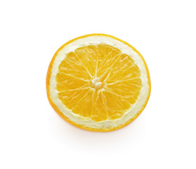 Slice of fresh orange isolated on white background