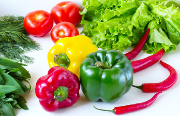vegetables on a white background