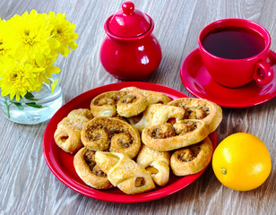 cookies on a red plate