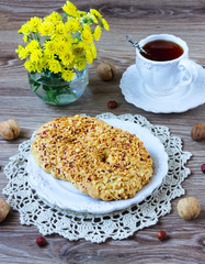 nut cookies on a striped plate
