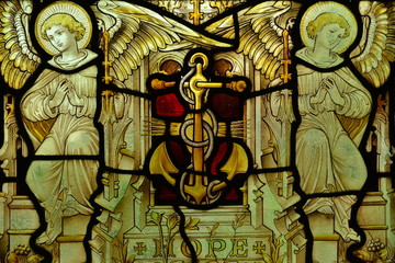 St.Lawrence Church, Jersey, U.K.  Stained glass window.