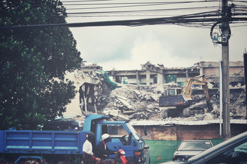 Building demolition debris
