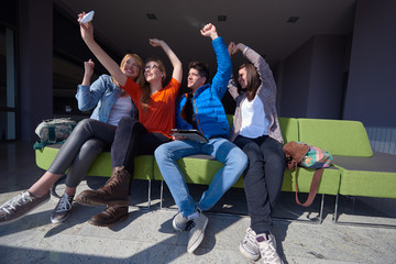 students group taking selfie