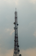 silhouette mobile antenna tower, or silhouette telephone communi © InfinitePhoto