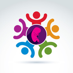 Pregnancy and abortion idea, baby embryo symbol. Vector colorful