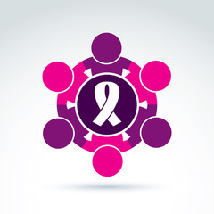 Breast cancer awareness idea. Vector illustration of a group of