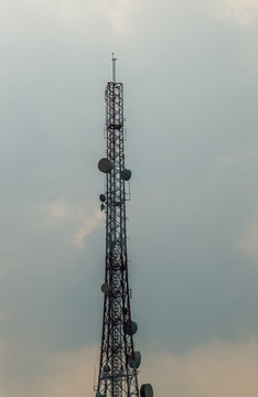 silhouette mobile antenna tower, or silhouette telephone communi