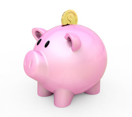 piggy bank with golden coin