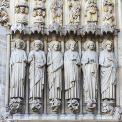 PARIS, FRANCE, on AUGUST 30, 2015. Architectural details of Notre-Dame de Paris. Notre-Dame de...
