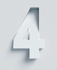 Fototapeta premium Number 4 slanted 3d font engraved and extruded from the surface