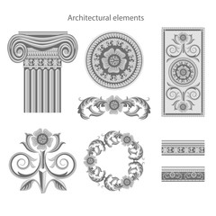  Classic architectural elements set. Vector illustration