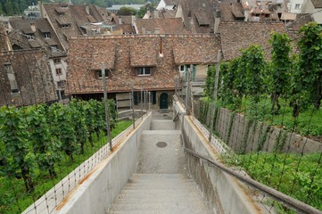 Fototapeta na wymiar Stair from Munot fortifiction. Schaffhausen, Switzerland.