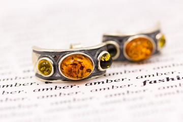 Silver earrings with amber