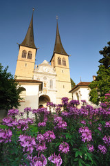 Hofkirche church in Lucerne, switzerland