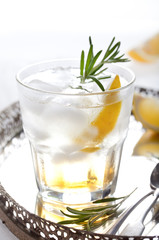 Gin,lemon, rosemary fizz, cocktail