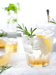 Gin,lemon, rosemary fizz, cocktail