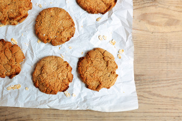 Homemade cookies on paper close up