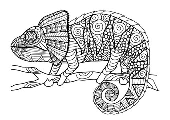 Hand drawn chameleon zentangle style for coloring book,shirt design effect,logo,tattoo and other decorations.