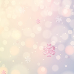 Naklejka na ściany i meble Abstract winter light colors snowflakes background