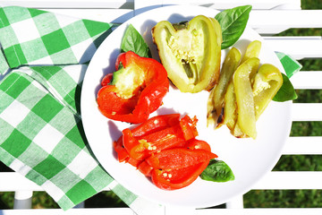 Grilled vegetables on plate closeup