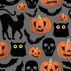 cartoon Halloween seamless pattern