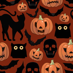 cartoon Halloween seamless pattern