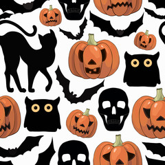 cartoon Halloween seamless pattern