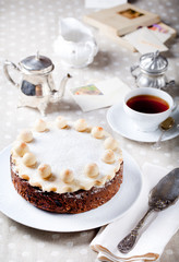 Traditional English Easter cake with marzipan